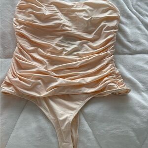 Fashion Nova Ruched Peach Bodysuit